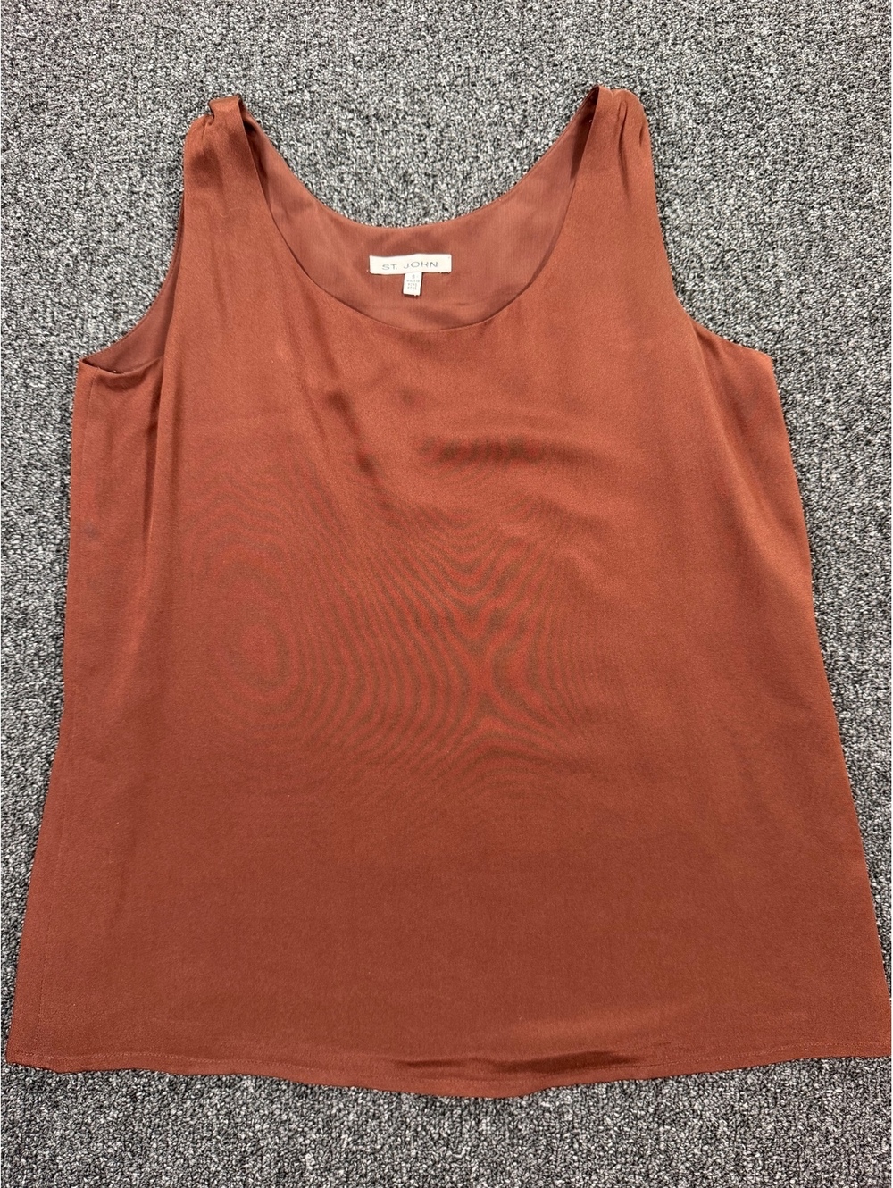 St. John Silk Sleeveless Tank Top in Brown, Size Small